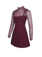 Natasha Burgundy Faux Two Piece Turtleneck Mini Dress