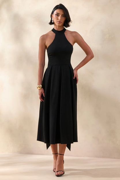 Rhode Black Halter Neck Midi Dress