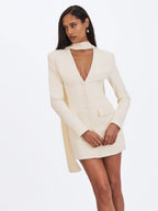Jeannie Cream Blazer Mini Dress with Scarf