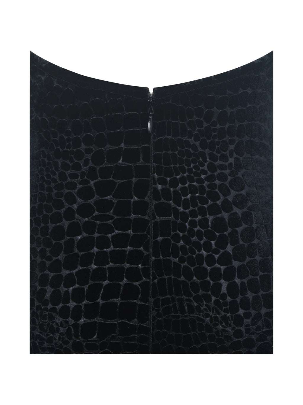 Onalee Black Croc Embossed Velvet Fur Midi Dress