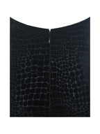 Onalee Black Croc Embossed Velvet Fur Midi Dress