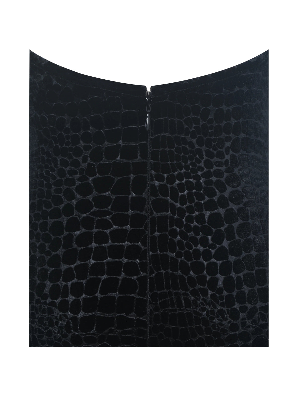 Onalee Black Croc Embossed Velvet Fur Midi Dress