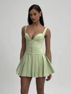 Tala Pistachio Green Sleeveless Pleated Preppy Mini Dress Archive Sale