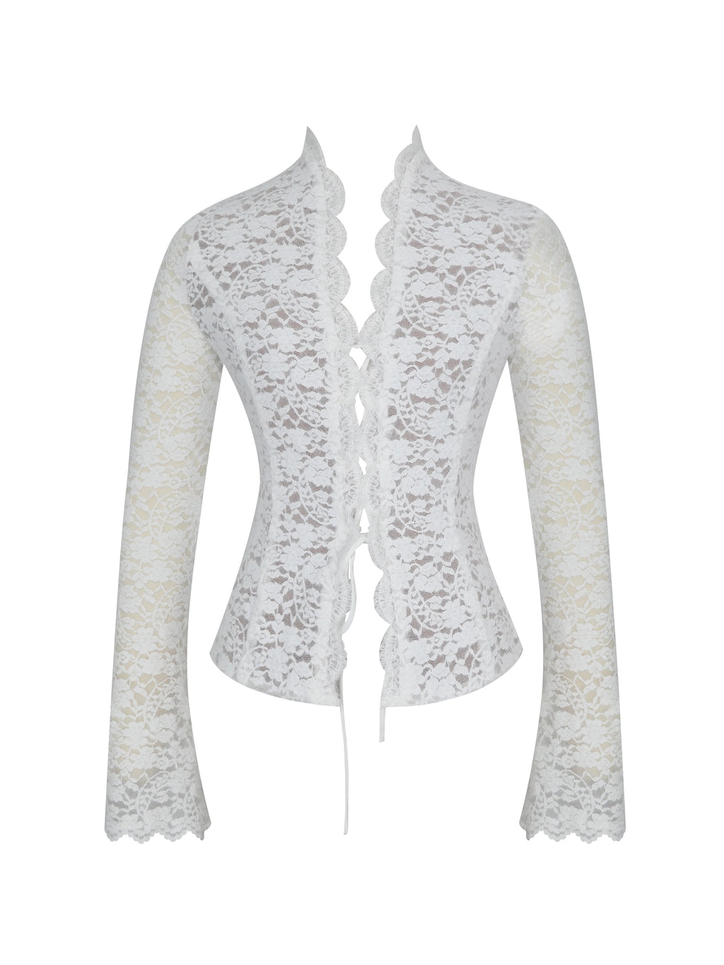 Prynn White Brushed Lace Front Tie Top