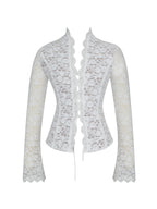 Prynn White Brushed Lace Front Tie Top