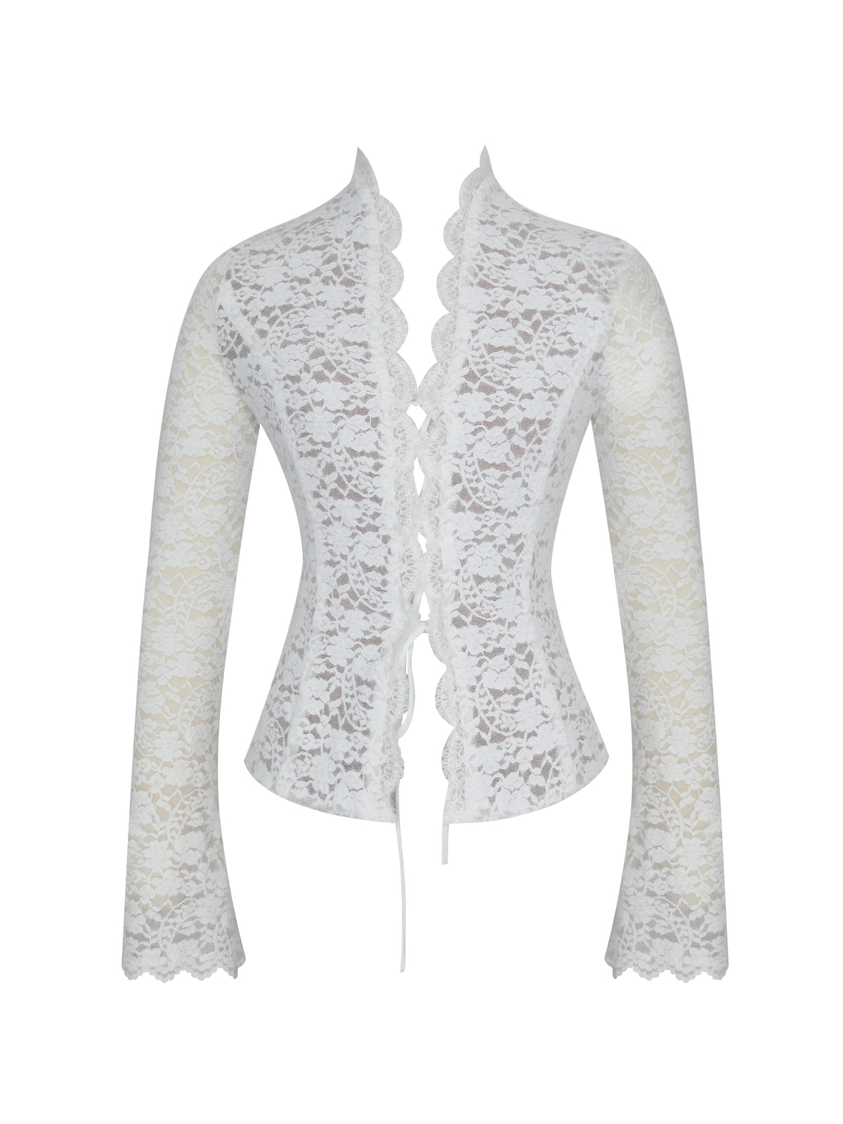 Prynn White Brushed Lace Front Tie Top