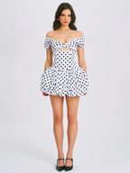 Umika Polka Dot Cotton Poplin Bubble Hem Mini Dress