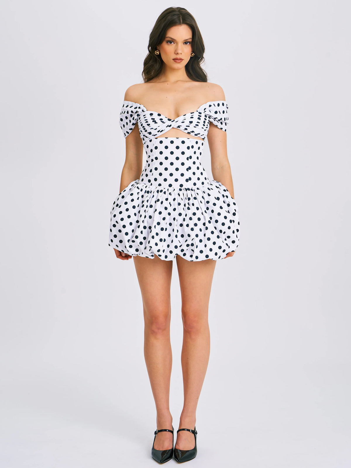 Umika Polka Dot Cotton Poplin Bubble Hem Mini Dress