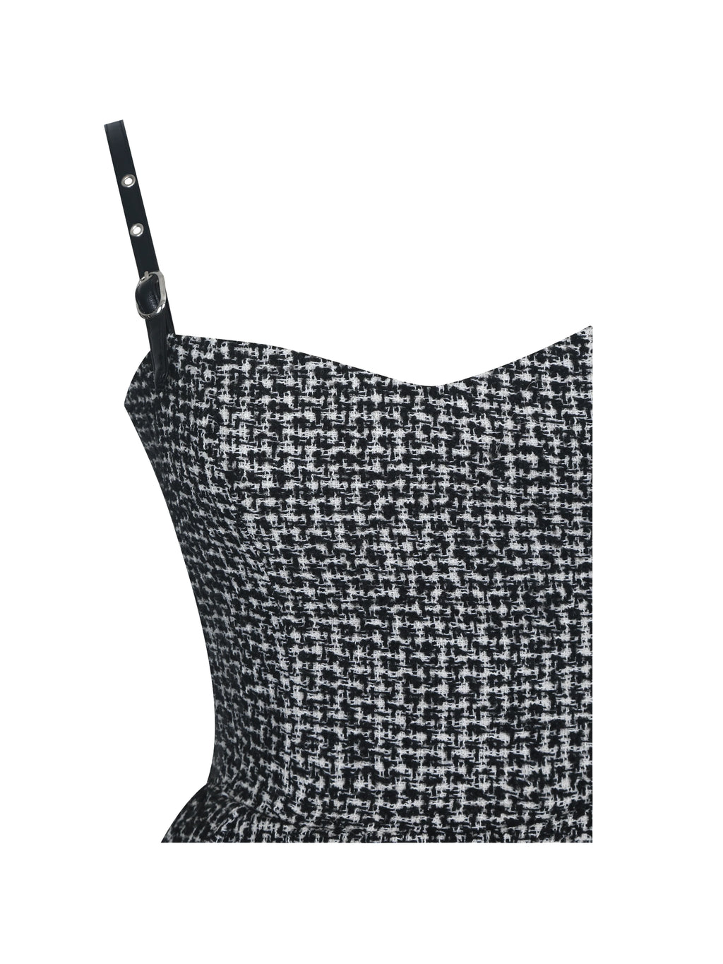 Katalina Black White Tweed Backless Midi Dress