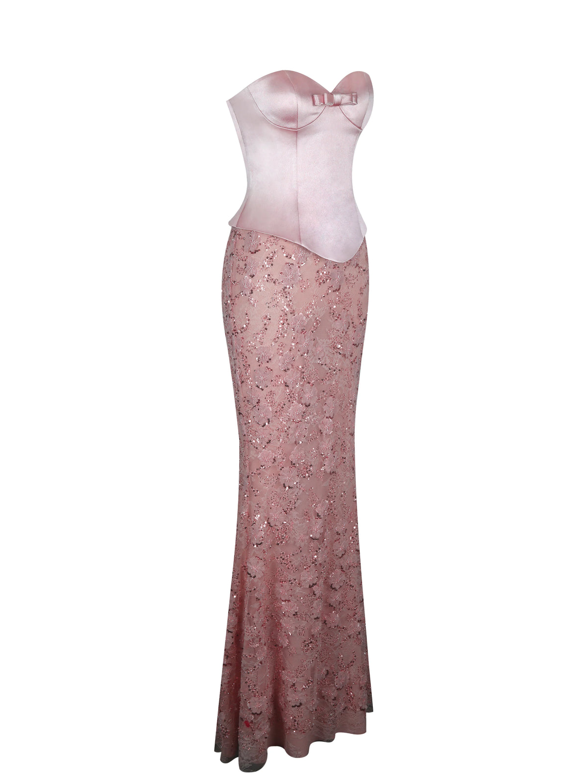 Uliya Rosy Pink Strapless Mermaid Peplum Maxi Dress
