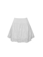 Quisha White Embroidered Cotton Gauze Gathered A Line Mini Skirt