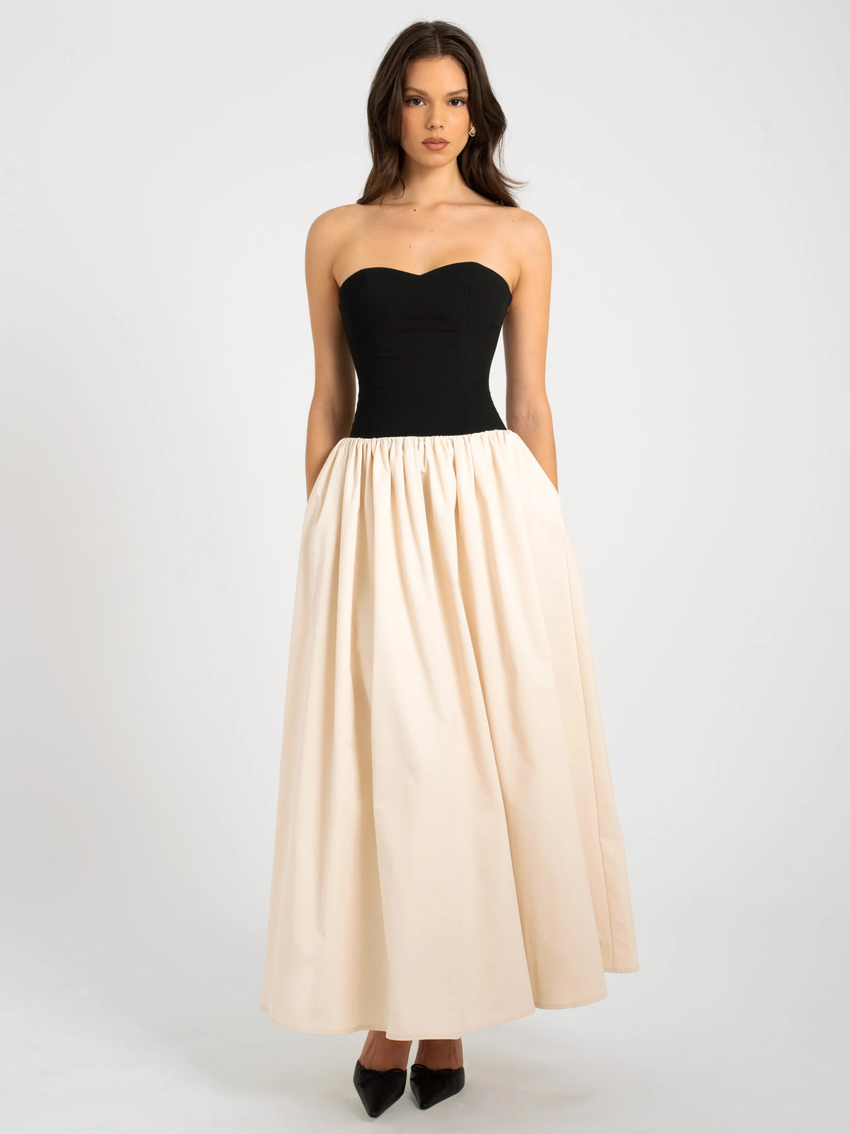 Sana Sweetheart Lace up Back Drop Waist Maxi Dress Archive Sale