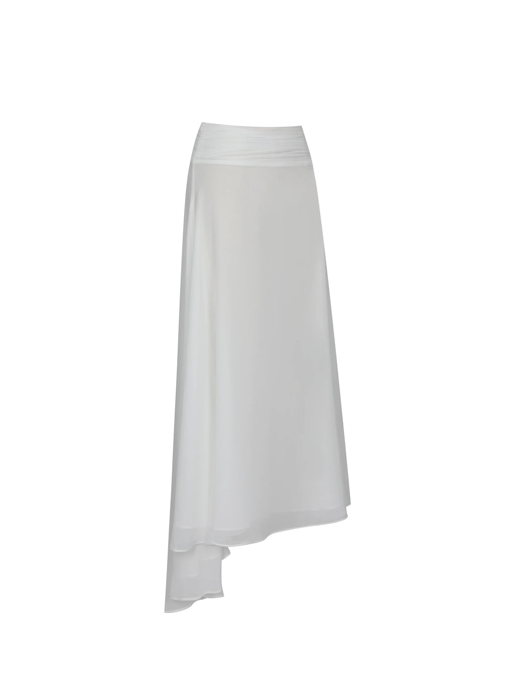 Yanna White Chiffon High Low Maxi Skirt