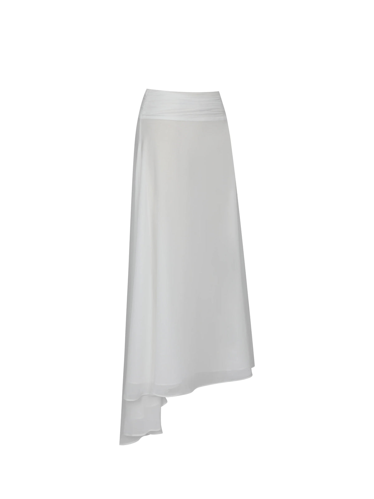 Yanna White Chiffon High Low Maxi Skirt