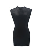 Vienna Black Velvet Mock Neck Mini Dress