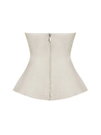 Yani Ivory Asymmetrical Lapel Sleeveless Peplum Top