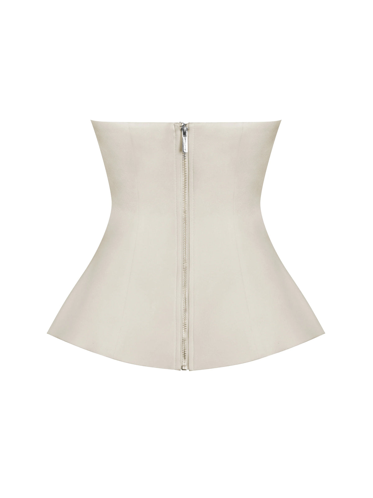Yani Ivory Asymmetrical Lapel Sleeveless Peplum Top