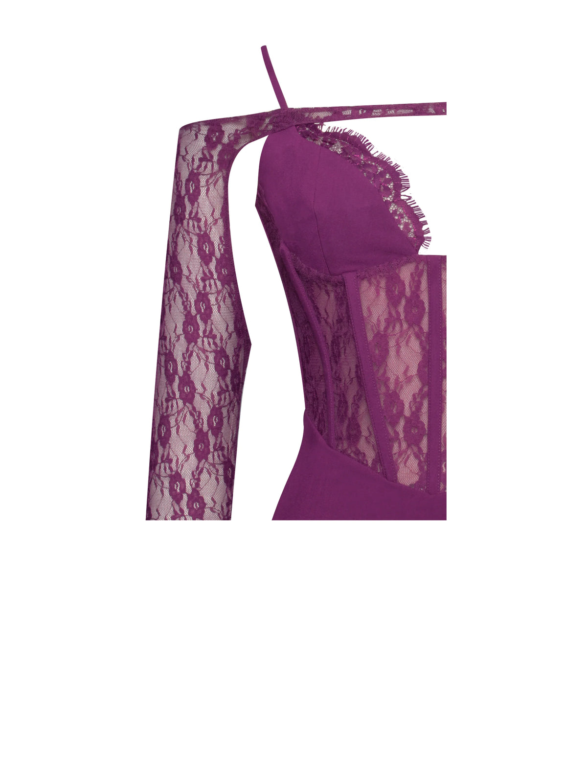 Elsie Purple Lace and Crepe Mini Dress Archive Sale