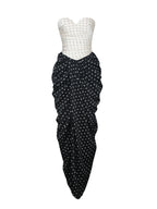 Tamryn Black White Polka Dot Sweetheart Maxi Dress