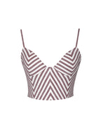 Xola Red White Chevron Striped Linen Cropped Top