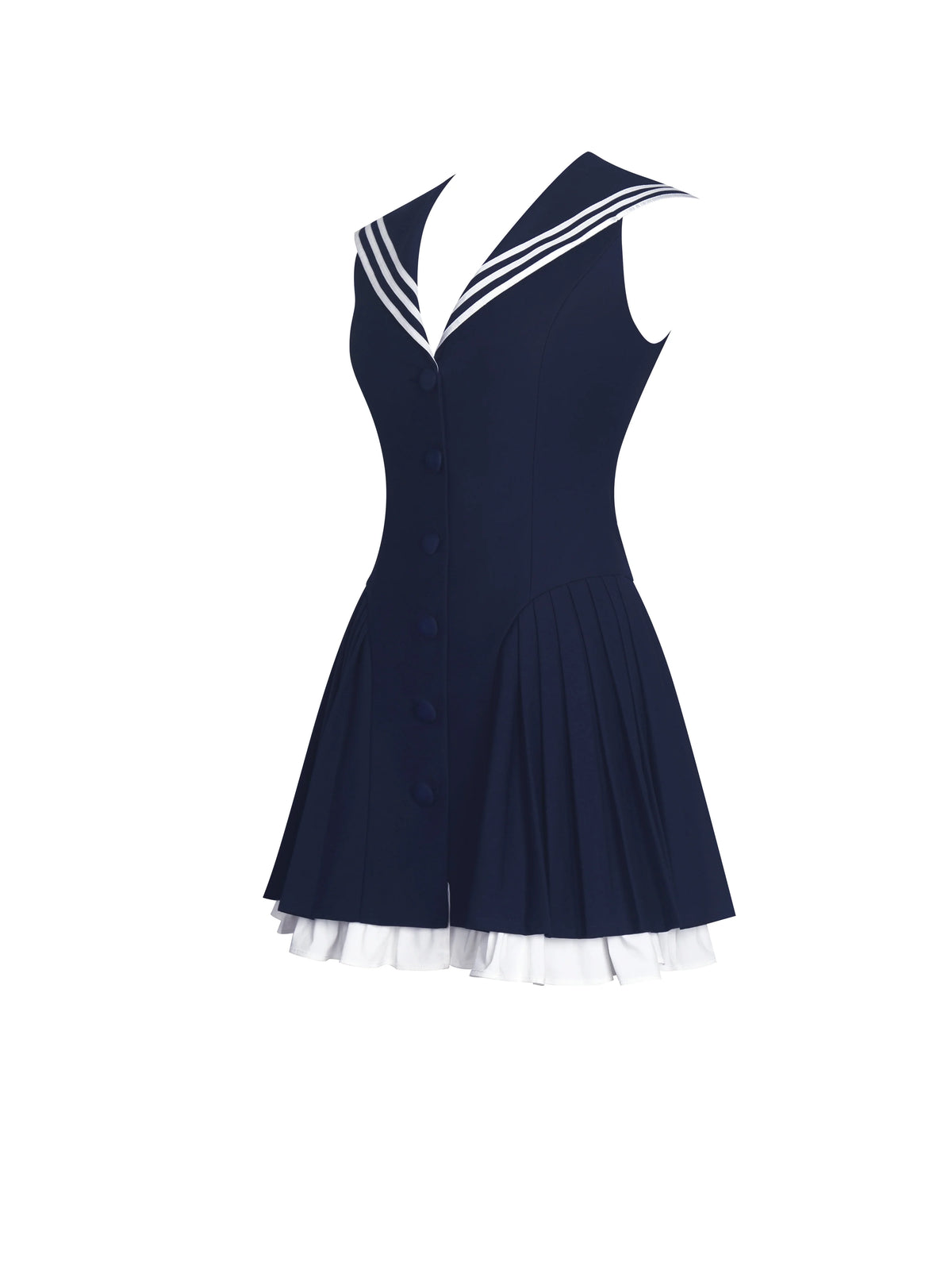 Calliope Navy Sailor Pleated Mini Dress