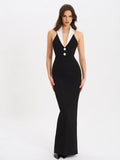Raelyn Black and White Business Casual Maxi Dress