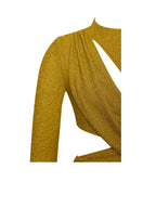 Payson Gold Long Sleeve Metallic Jersey Cutout Dress Archive Sale