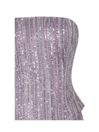 Tosca Beaded Purple Gradient Strapless Peplum Maxi Dress
