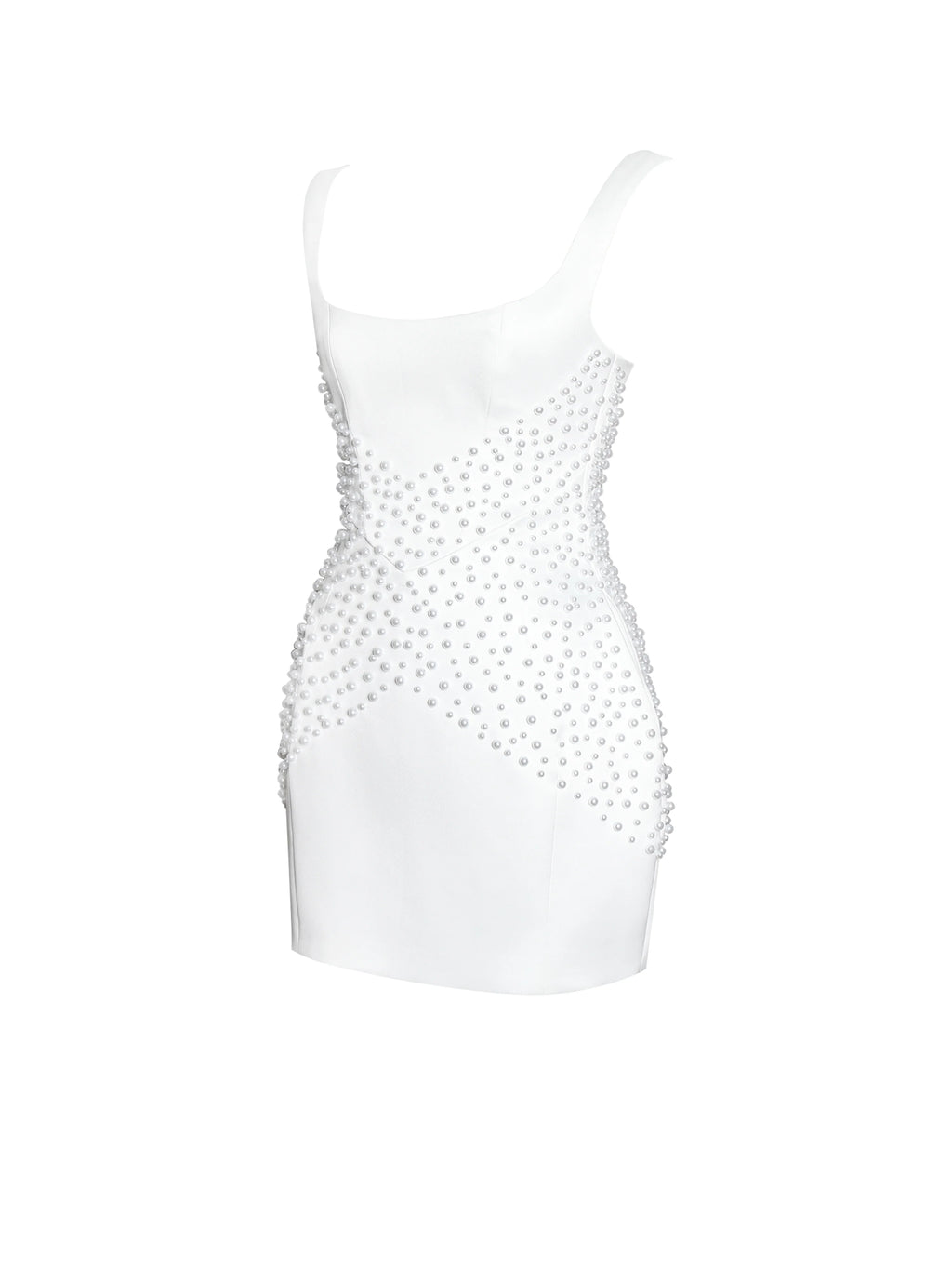 Tais Pearl Beaded Cocoon Shape Sleeveless Mini Dress