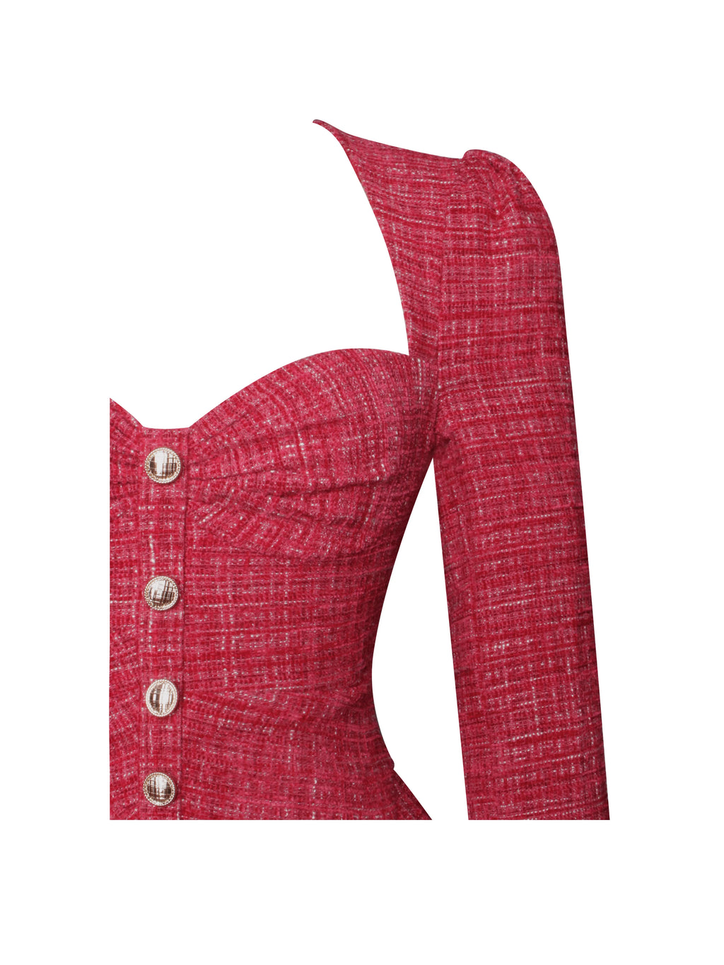 Tae Red Tweed Long Sleeve Drop Waist Mini Dress Archive Sale