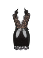 Faris Espresso Plunging Halter Belted Mini Dress