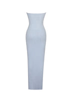 Yasmine Ice Blue Bamboo Knit Cutout Maxi Dress