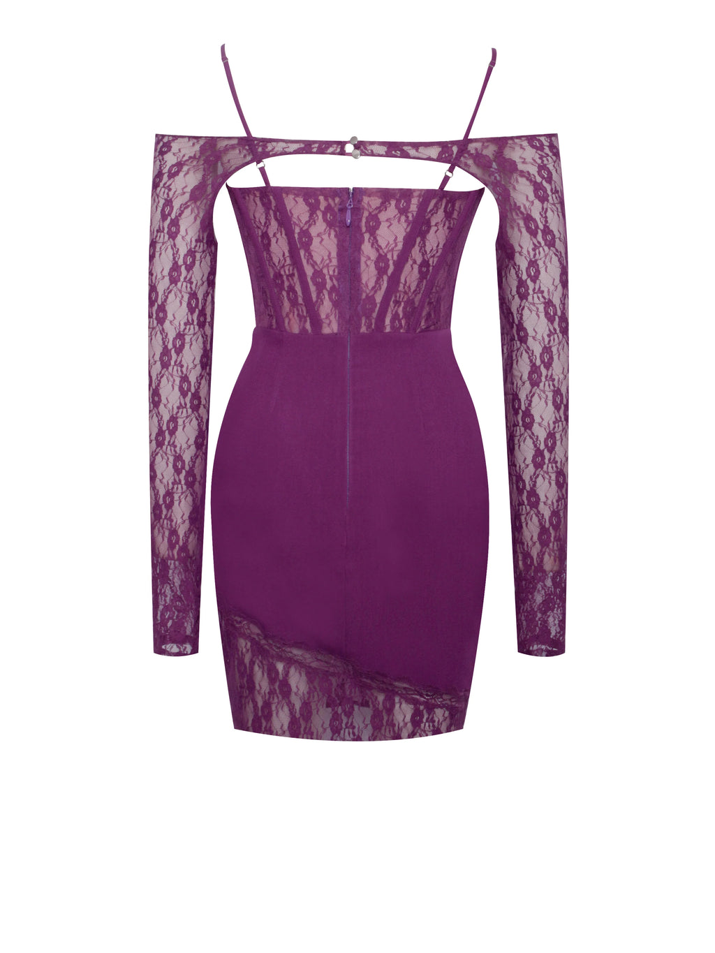 Elsie Purple Lace and Crepe Mini Dress Archive Sale