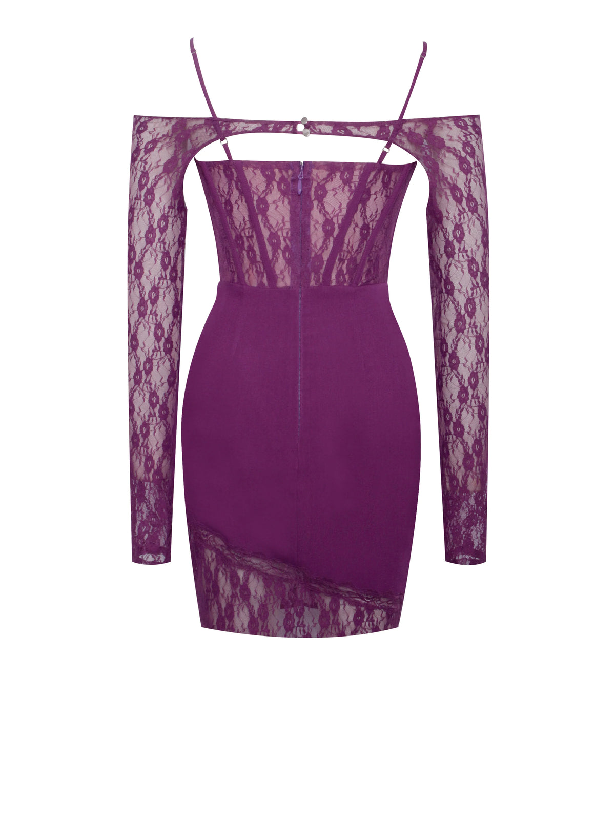 Elsie Purple Lace and Crepe Mini Dress Archive Sale