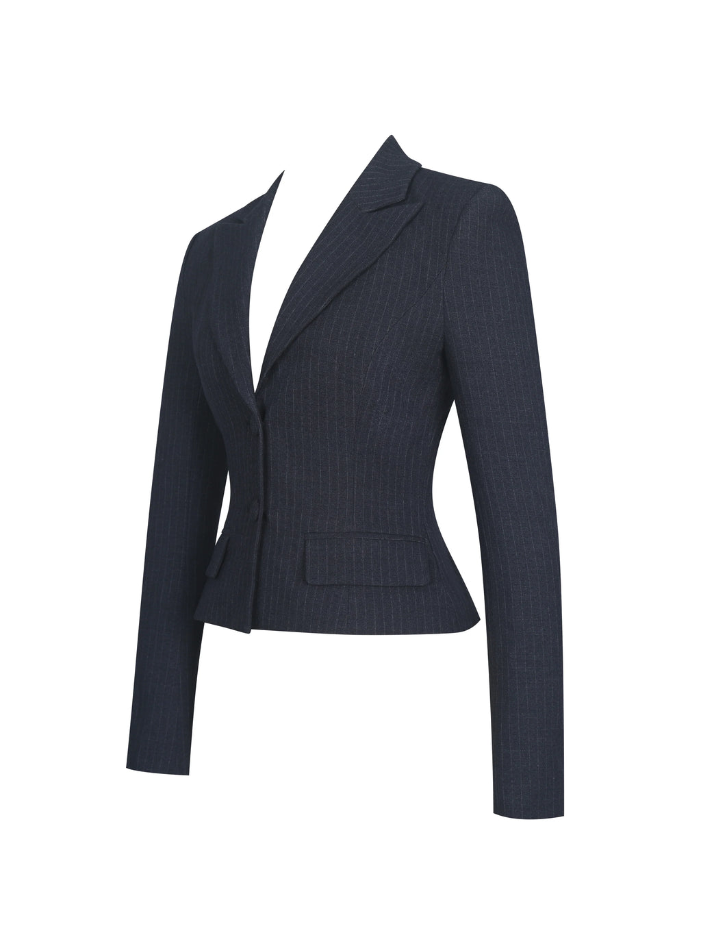 Quinne Navy Striped Single Breasted Peplum Blazer