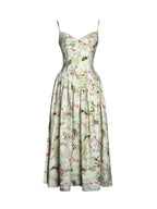 Jacinda Green Floral Print Linen Midi Dress
