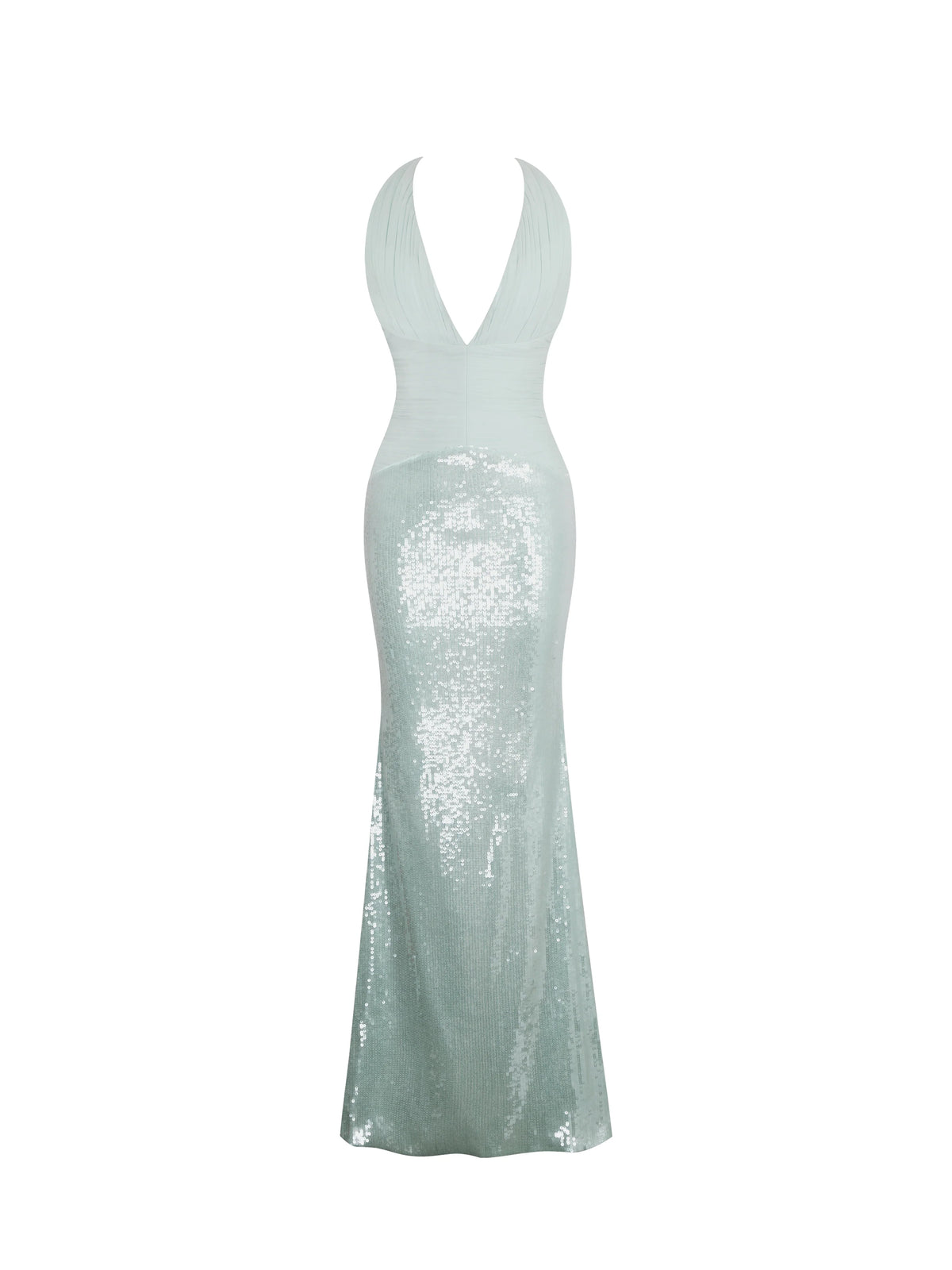 Wendale Mint Sequin Plunging Mermaid Maxi Dress