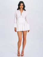 Jamila White Lyocell Embroidered Shirt Mini Dress
