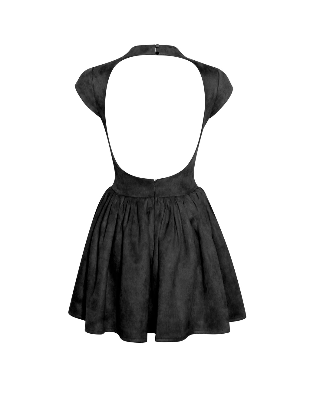 Jacqueline Backless Black Mini Puffy Suede Dress Archive Sale