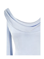 Eira Mist Blue Cowl Scarf Detail Mermaid Maxi Dress