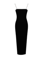 Flore Black Crystal Straps Backless Gown With Bow
