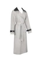 Umber Oyster Double Breasted Faux Leather Lapel Trench Coat