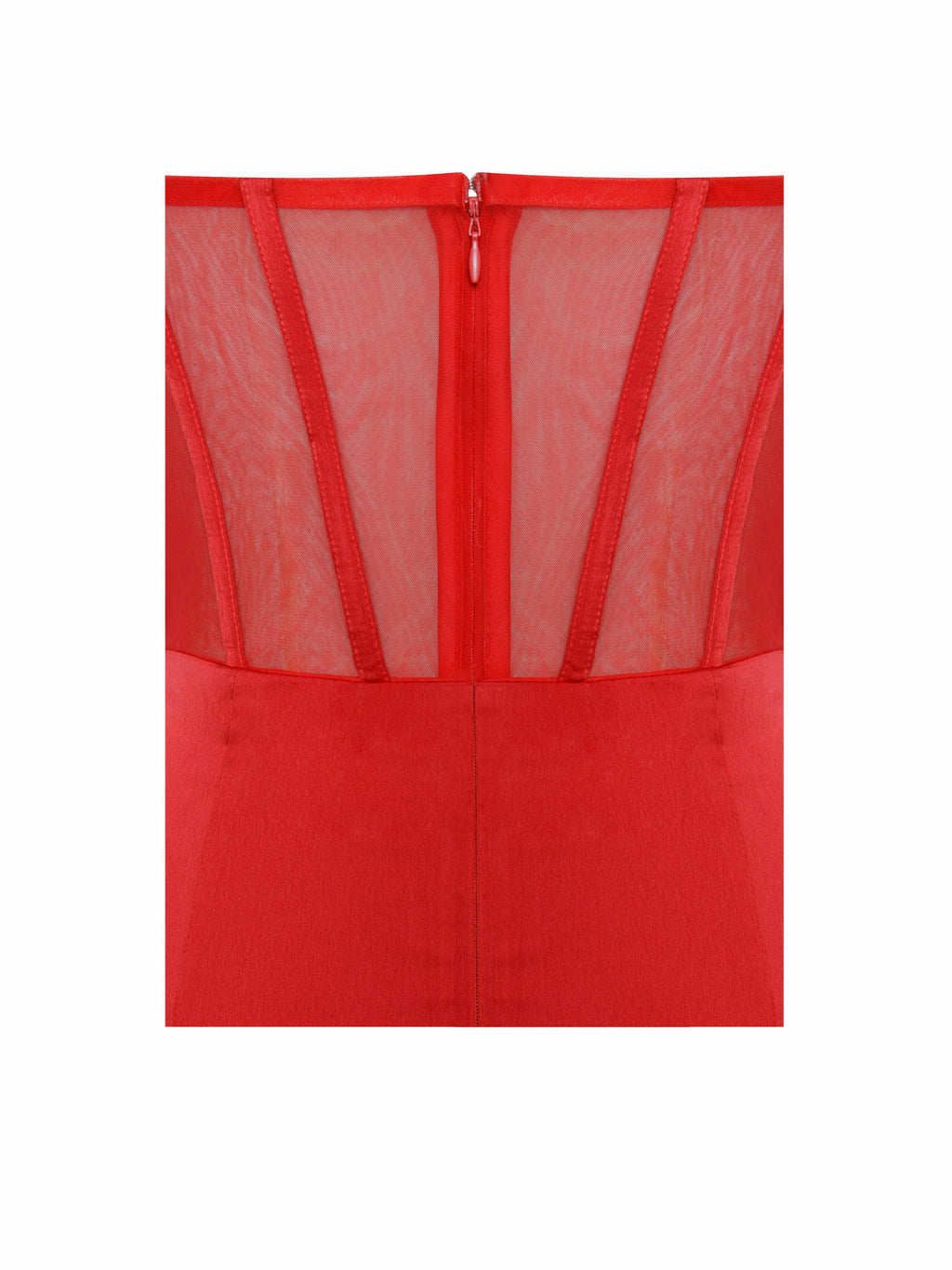 Talia Red Satin Lace Corset Maxi Dress