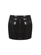 Vivian Mocha Faux Leather Low Rise Mini Skirt
