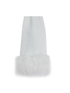 Selma White Wool Blend Ribbed Knit Scarf
