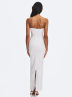 Myra White Beaded Mesh Strapless Wedding Dress