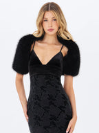 Kori Black Faux Fur Micro Bolero