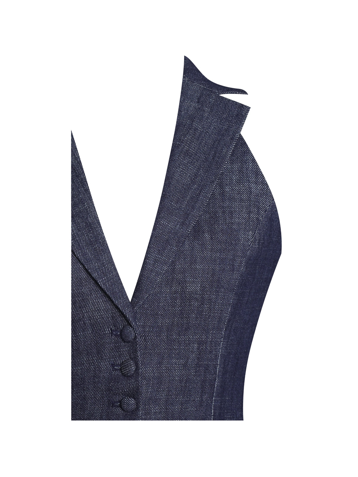 Rafaella Navy Cotton Denim Halter Lapel Top Archive Sale