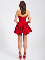 Sacha Red Lace Drop Waist Corset Puffy Mini Dress