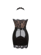 Faris Espresso Plunging Halter Belted Mini Dress